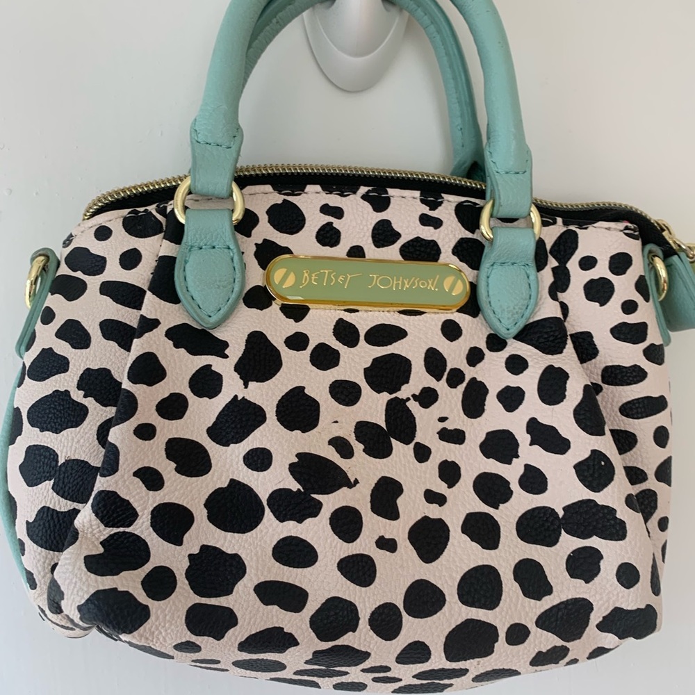 betsey johnson mini cow print purse